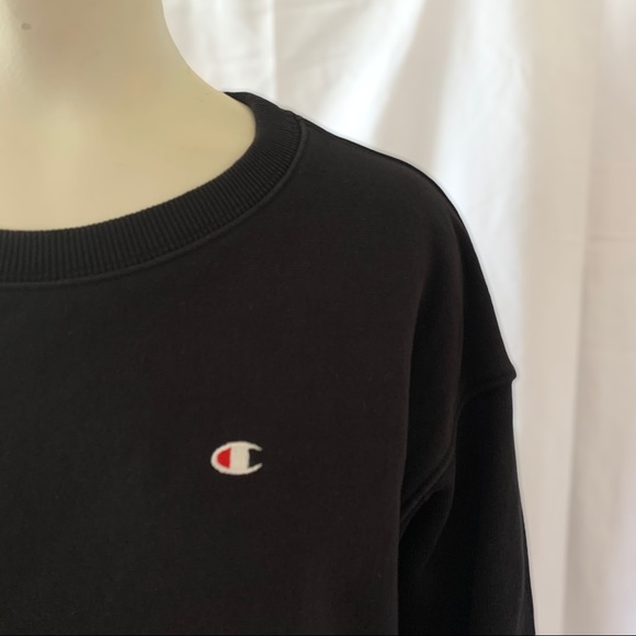 CHAMPION BLACK DRESS SHIRT COTTON CREWNECK OVERSIZED LONG  SLEEVES WOMEN SMALL - Picture 12 of 14